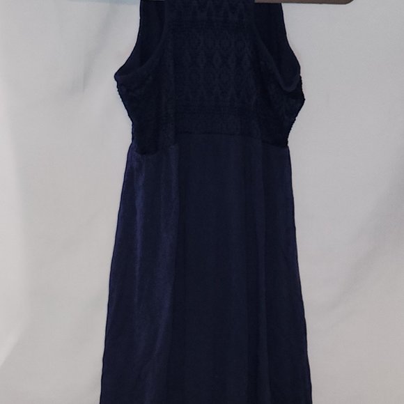 Lace Top Navy Blue Hi-Low Racer Back Dress - Picture 3 of 11